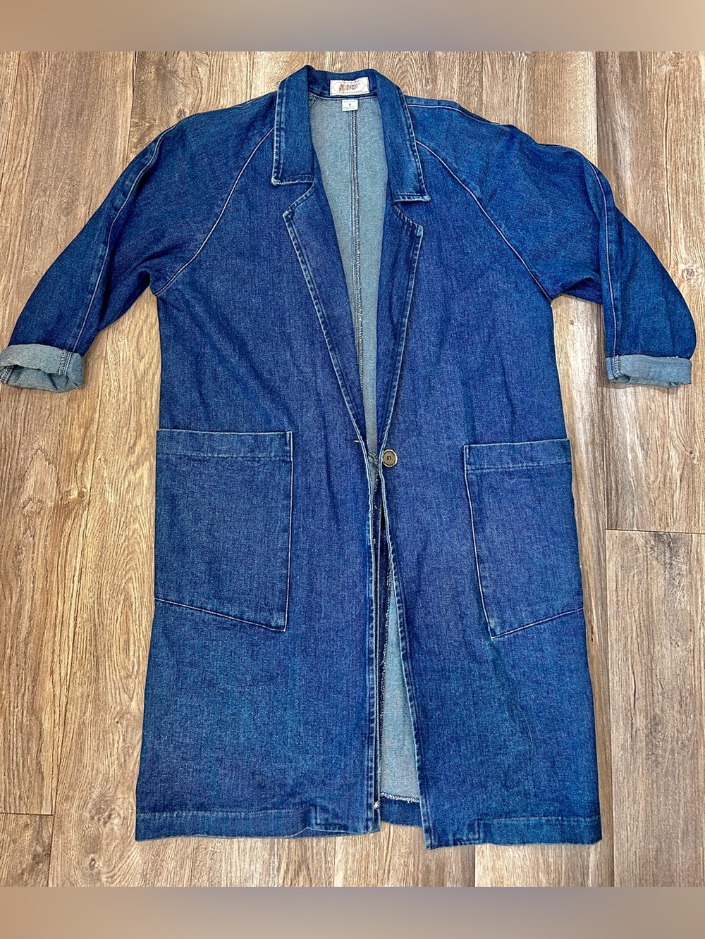 Apache Vintage Denim Trench Coat Jean Jacket- Street-style Small